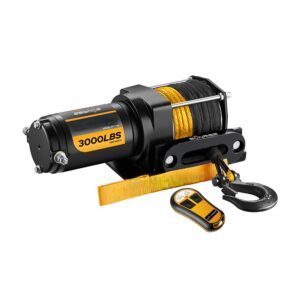 Electric Winch Trailer Car ATV UTV 3000lbs (1360kg) Wireless 12V 153:1 Gear Synthetic Rope Winch